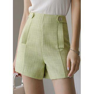 Tab-waist Tweed Shorts