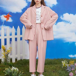 Plaid Blazer / Cropped Dress Pants