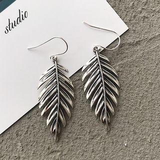 925 Sterling Silver Leaf Dangle Earring 1 Pair - E016 - One Size