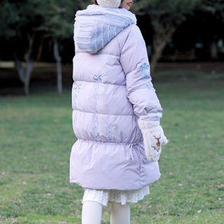 Flower Embroidered Midi Padded Coat