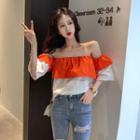 Off-shoulder Color Block Blouse