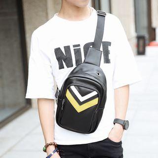 Color Panel Faux Leather Sling Bag