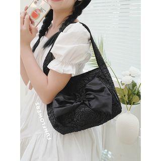 Plain Bow Shoulder Bag Black - One Size