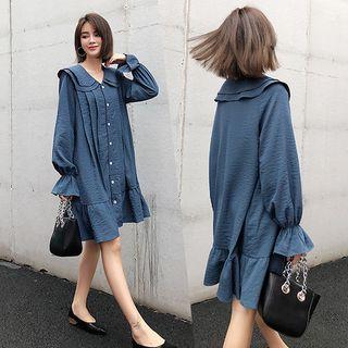 Layered Collar Long-sleeve Dress