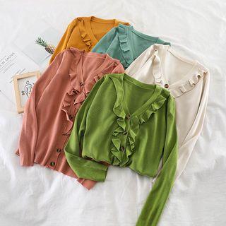 Plain Ruffle-trim Knit Top