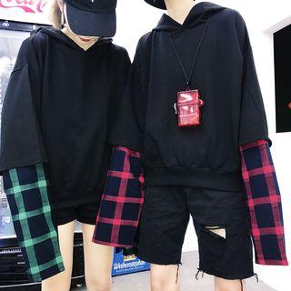 Couple Matching Plaid Panel Hoodie