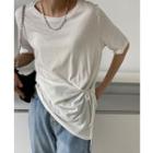 Elbow-sleeve Side Knot T-shirt