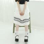 Embroidered Gathered Midi Skirt White - One Size