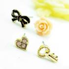 Rose And Ribbon Earrings Other Color - One Size