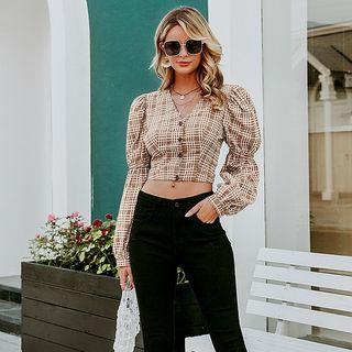 Backless Plaid Blouse