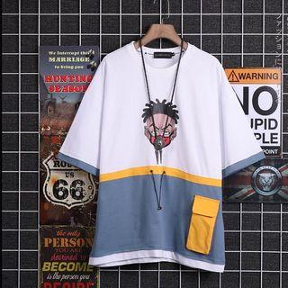 Short-sleeve Printed Drawcord T-shirt
