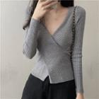 Long Sleeve Wrapped Knit Top