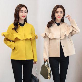 Ruffle-hem Snap-button Jacket