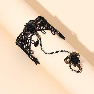 Lace Ring Bracelet Black - One Size