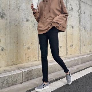 Furry Hem Plain Pencil Pants