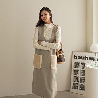 V-neck Dumble-pocket A-line Jumper Dress