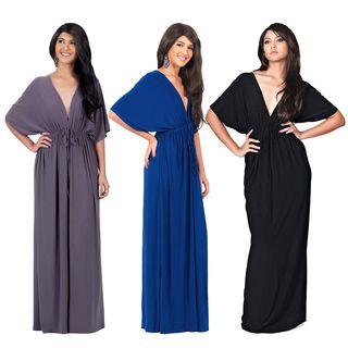 V-neck Short Sleeve Maxi Dress