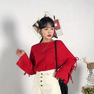 Tie-sleeve Loose-fit Knit Top