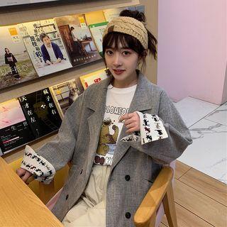 Printed Panel Double-breasted Blazer
