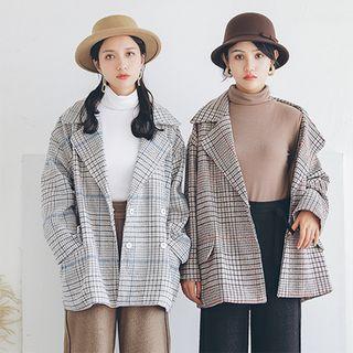 Plaid Woolen Button Jacket