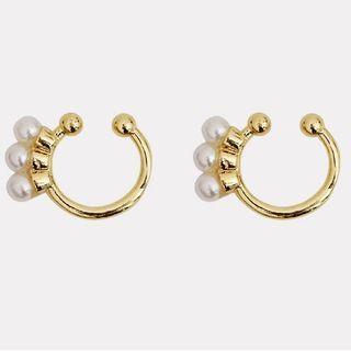 Faux Pearl Alloy Cuff Earring 1 Pair - Faux Pearl Alloy Cuff Earring - One Size