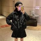 Color-block Plaid Jacket / Plaid A-line Skirt