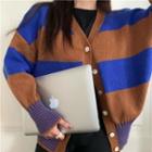 Color Block Stripe Knit Cardigan