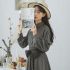 Long-sleeve Midi A-line Plaid Shirtdress