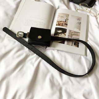 Faux Leather Mini Belt Bag Black - One Size