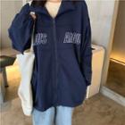 Embroidered Long-sleeve Baseball Jacket