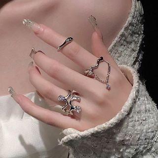 Irregular / Polished / Chained Alloy Ring / Set