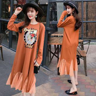 Rabbit Print Godet T-shirt Dress
