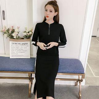 Set: Long-sleeve Top + Midi Skirt