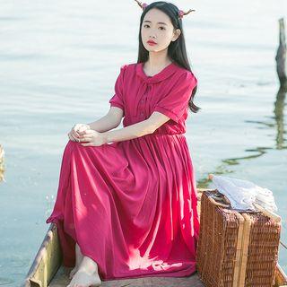 Plain Short Sleeve Maxi Dress