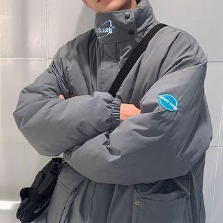 Stand-collar Applique Cargo Padding Jacket