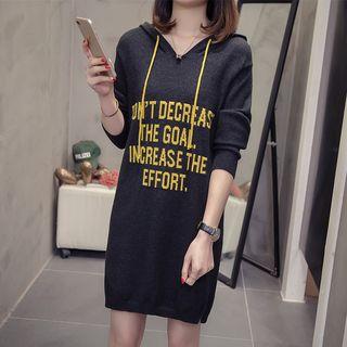 Letter Knit Hoodie Dress
