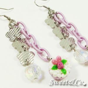 Sweet&co. Mini Cupcake Floral Purple Earrings