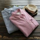 Long-sleeve Fleece-lined Pinstripe Shirt
