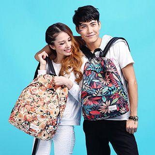 Printed Nylon Couple Backpack