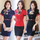 Set: Double-breasted Peplum Top + Shorts