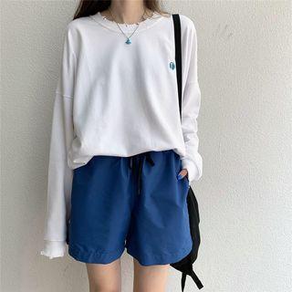 Embroidered Ripped Pullover White - One Size