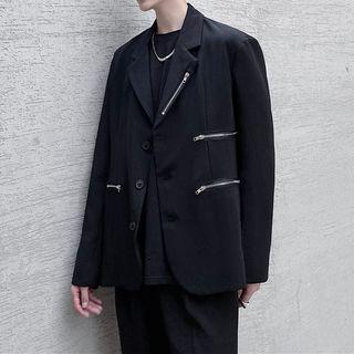 Zip-accent Loose-fit Blazer