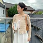 Buttoned Open-knit Cardigan