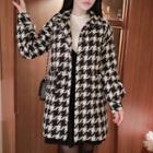 Button-detail Houndstooth Coat