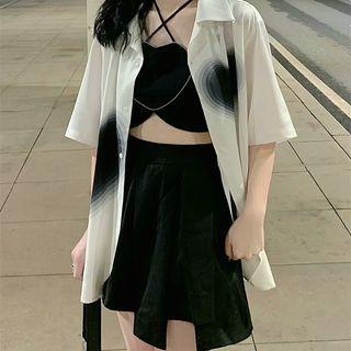 Elbow-sleeve Print Shirt / Camisole Top