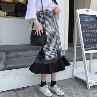 Mesh Panel Mermaid Midi Skirt