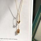 Safety Pin Dangle Necklace Gold - One Size
