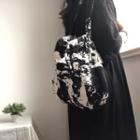 Tie-dyed Linen Tote Bag Black & White - One Size