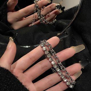 Rhinestone Alloy Bracelet Bracelet - Rhinestone - Silver - One Size