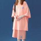 Set: Elbow Sleeve Oversized Top + Sweatshorts